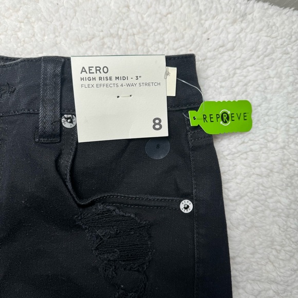 NWT  AERO HIGH RISE MIDI 3'' FLEX EFFECTS 4 WAY STRETCH DENIM SHORTS SZ 8 BLACK - Picture 6 of 10